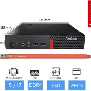 Lenovo ThinkCentre M910q Tiny Desktop Intel i7-7700T Up to 3.80GHz 32GB RAM New 1TB NVMe SSD Built-in AX210 Wi-Fi 6E BT HDMI Dual Monitor Support Wireless Keyboard and Mouse Win10 Pro (Renewed)