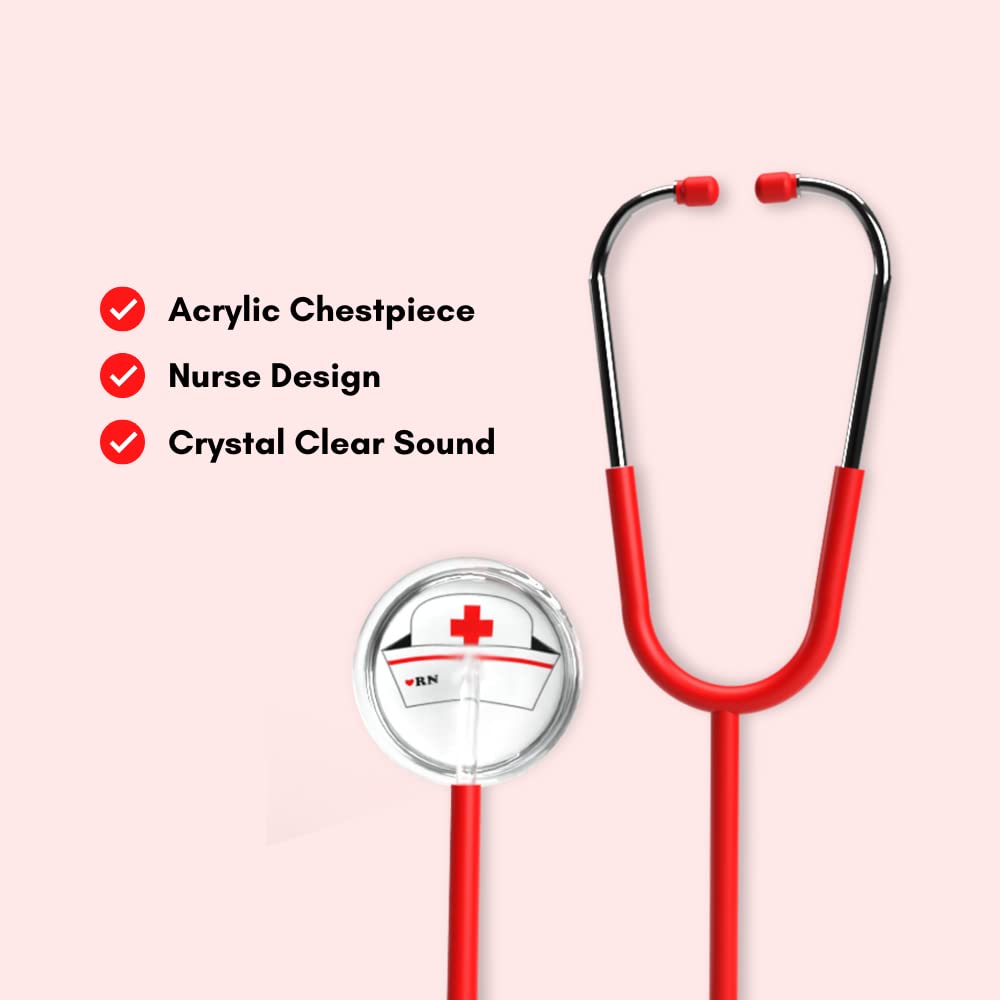 Red Nurse Stethoscope with RN and Nurse Hat on Diaphragm