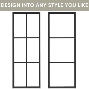 JUBEST Bypass Double Glass Barn Door 60 x 84 in with 6.6FT Side-Mounted Hardware Kit, 2 Sets of 30x84 in Clear Tempered Glass Aluminum Frame Barn Door for(Fit Max Opening 55 3/8"), Easy Assembly