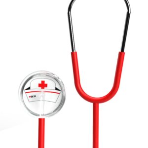 Red Nurse Stethoscope with RN and Nurse Hat on Diaphragm