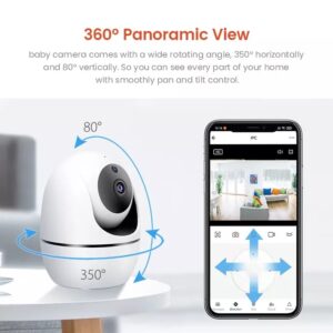 Two Way Audio Alarm 360 IP Baby Pet Cam Smart tuya Wireless Baby Sleep Monitoring Camera 1080P WiFi Audio Video Baby Monitor (WS-Q5)