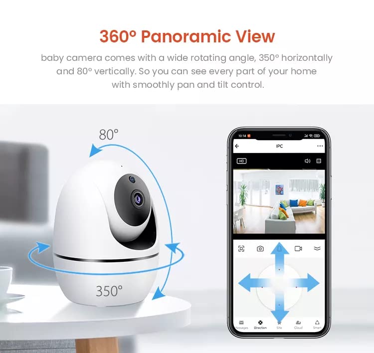 Two Way Audio Alarm 360 IP Baby Pet Cam Smart tuya Wireless Baby Sleep Monitoring Camera 1080P WiFi Audio Video Baby Monitor (WS-Q5)