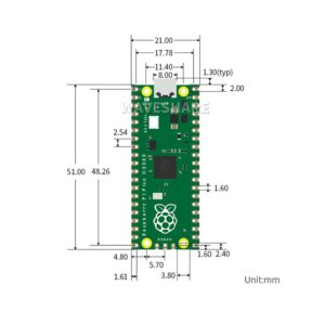 Coolwell Raspberry Pi Pico H Microcontroller Tiny Size Fast Board, Based On Official RP2040 Dual-Core Arm Cortex Processor,Configurable Pin Function