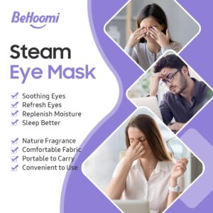 BeHoomi Steam Eye Mask, 10 Packs Heated Eye Mask, Self Heating Disposable SPA Warm Compress for Eyes Sleep Mask, Soothing Moist Heat Eye Masks, Travel Essentials & Relaxation Gifts (Lavender Scent)