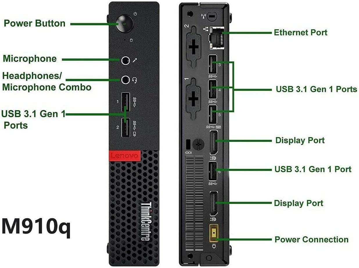 Lenovo ThinkCentre M910q Tiny Desktop Intel i7-7700T Up to 3.80GHz 32GB RAM New 1TB NVMe SSD Built-in AX210 Wi-Fi 6E BT HDMI Dual Monitor Support Wireless Keyboard and Mouse Win10 Pro (Renewed)