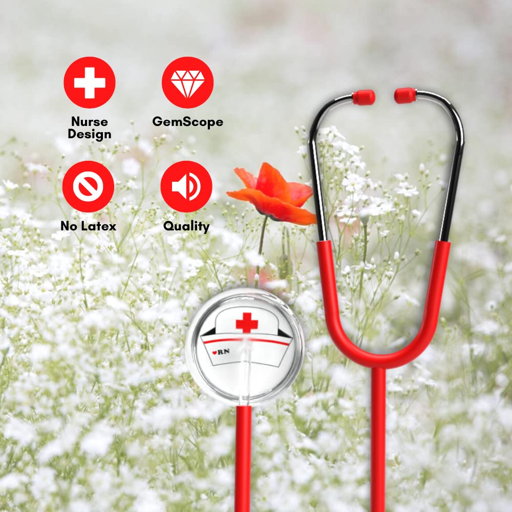 Red Nurse Stethoscope with RN and Nurse Hat on Diaphragm