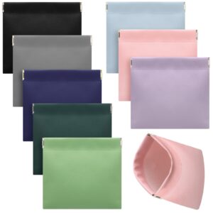 8 pieces lambskin pocket cosmetic bag cute small portable makeup bag for purse small makeup pouch mini pu leather pouch waterproof makeover bag travel storage toiletry pouch for women (stylish color)