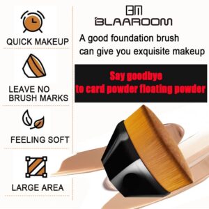 4+1 Pcs Velour Triangle Powder Puff and Kabuki Foundation Brush for Face Makeup Eyes Contouring Bod for Mixed Liquid Cream Flawless Loose Powder Cosmetic Foundation Makeup Tool Black & Nude