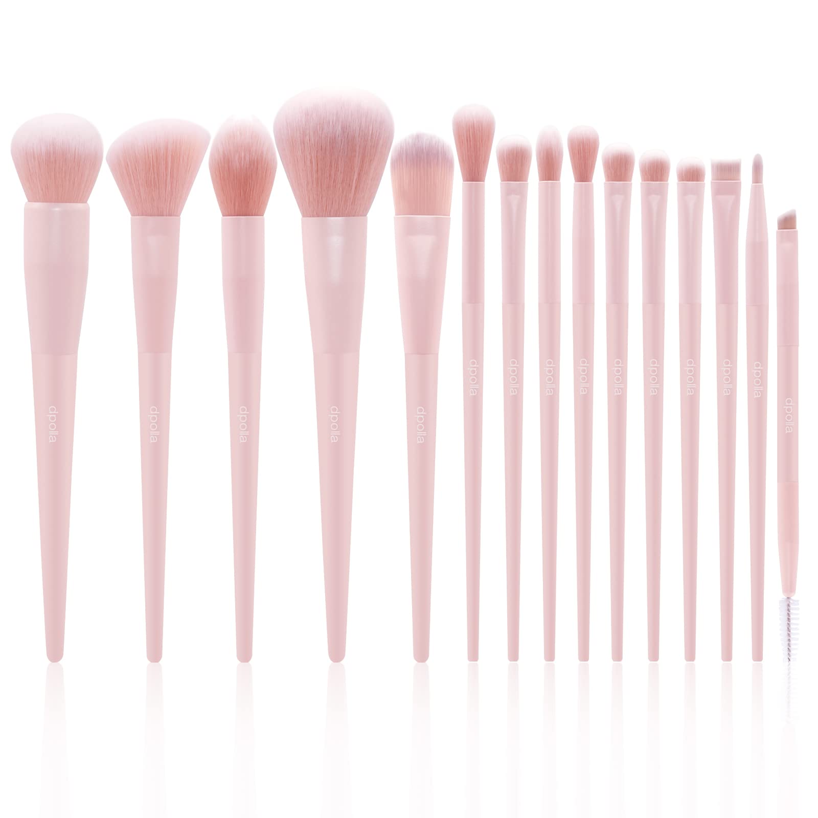 Makeup Brushes, Dpolla 15Pcs Complete Synthetic Makeup Brush Set with Professional Foundation Brushes Powder Concealers Eye shadows Blush Makeup Brush for Perfect Makeup (Pink)