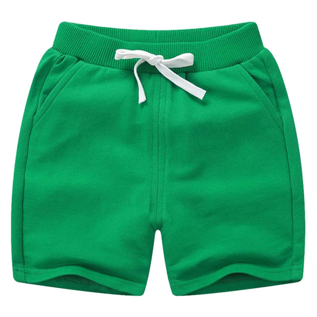 HDLEXD Unisex Baby Boys Girls Summer Solid Color Cotton Sport Jogger Shorts Casual Elastic Waist Active Shorts Pants Green 2T