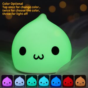 Night Light for Kids Room, Cute Lamp Dumpling Light for Girls Boys, Kawaii Waterdrop Nightlight Soft Portable Nursery Battery Powered Animal Night Lights for Baby Toddler Teen Bedrooms