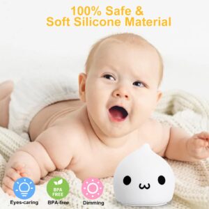 Night Light for Kids Room, Cute Lamp Dumpling Light for Girls Boys, Kawaii Waterdrop Nightlight Soft Portable Nursery Battery Powered Animal Night Lights for Baby Toddler Teen Bedrooms