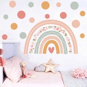 Boho Rainbow Graffiti Wall Decals, Peel and Stick PVC Wall Stickers, Vinyl Art Removable Mural Home Decor for Baby Kids Teen Girls Bedroom Playroom Living Room Nursery Classroom (Rainbow-06)