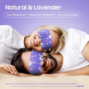 BeHoomi Steam Eye Mask, 10 Packs Heated Eye Mask, Self Heating Disposable SPA Warm Compress for Eyes Sleep Mask, Soothing Moist Heat Eye Masks, Travel Essentials & Relaxation Gifts (Lavender Scent)