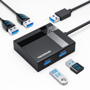 mkighub usb a hub, 4-port usb 3.0 hub, multi usb port expander, fast data transfer usb splitter for laptop, imac pro, macbook air, mac, surface pro, xps, pc, flash drive, mobile hdd