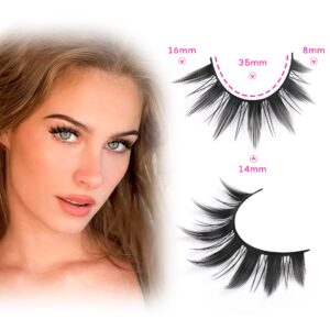 False Eyelashes 10 Pairs Manga Lashes Japanese Style Anime Lashes Thick Cosplay Lashes Natural Look 16 MM Spiky 8D Wispy Faux Mink Lashes Full Strip Doll Lashes by FANXITON