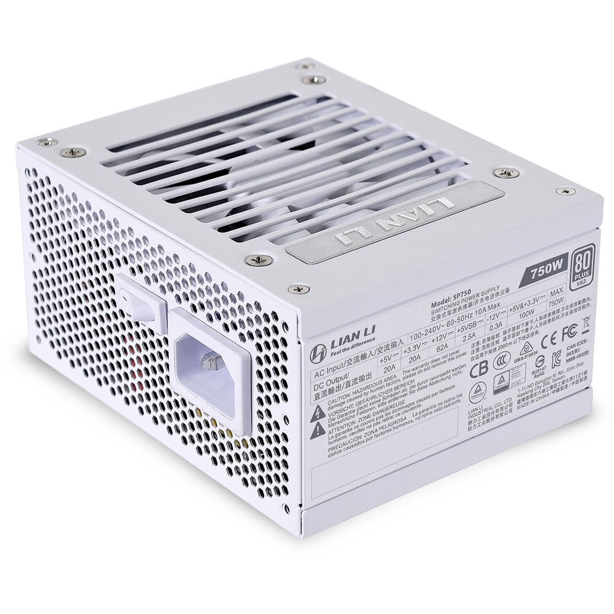 Lian-Li SP750 750W 80+ Gold Certified Fully Modular SFX Power Supply Unit, White