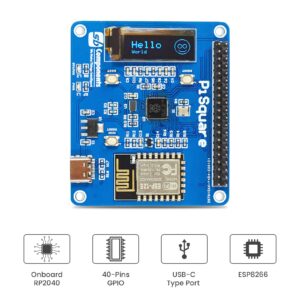 PiSquare - A Raspberry Pi HAT Based on RP2040 and ESP-12E Module, Made to Use Multiple Raspberry Pi Hats, Run Multiple Raspberry Pi Hats Wirelessly