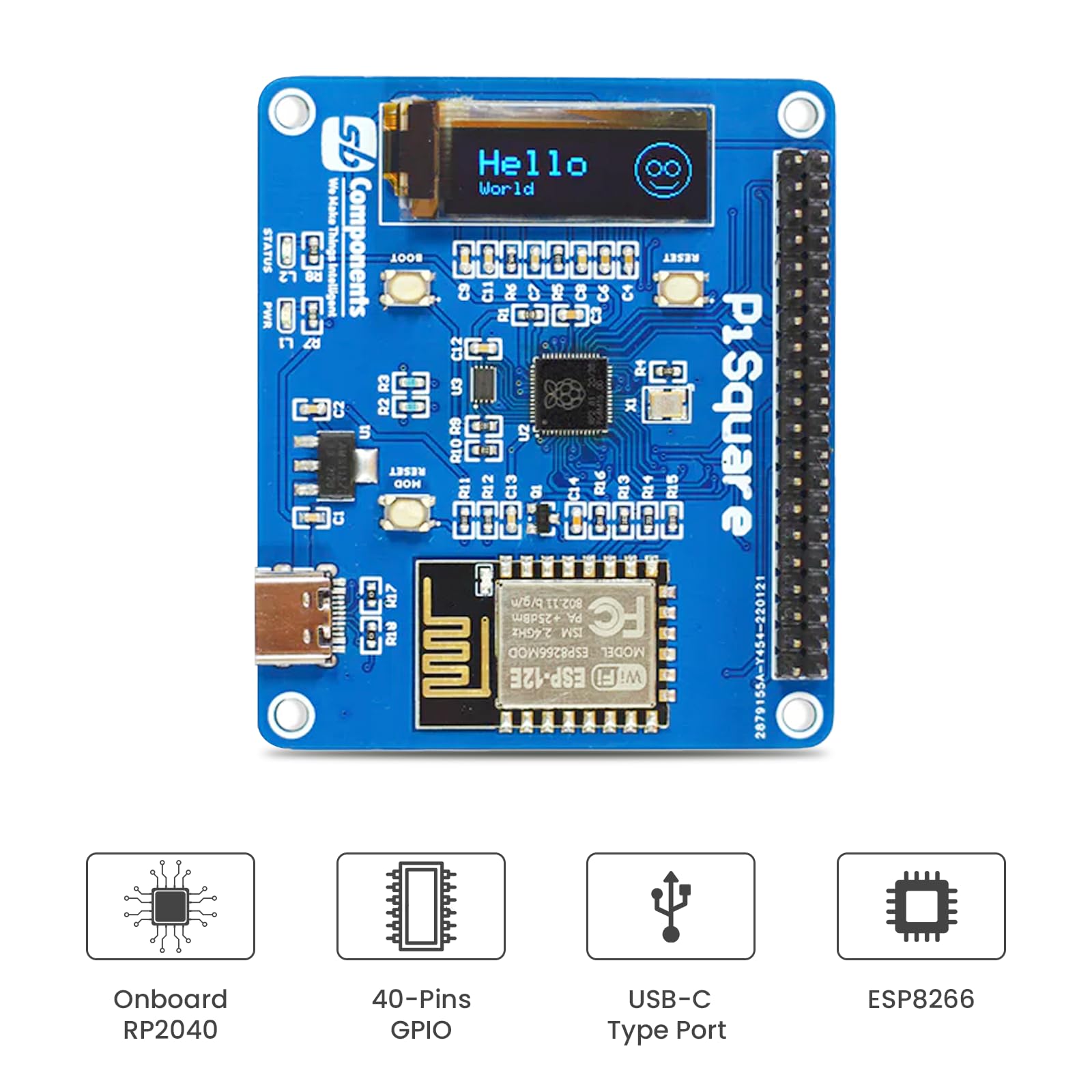 PiSquare - A Raspberry Pi HAT Based on RP2040 and ESP-12E Module, Made to Use Multiple Raspberry Pi Hats, Run Multiple Raspberry Pi Hats Wirelessly