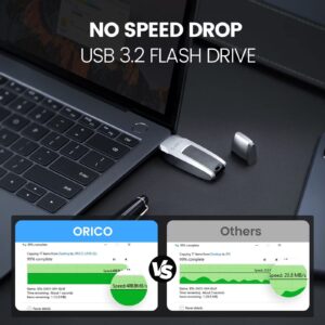 ORICO 405 MB/s Flash Drive 128GB, Memory Stick USB3.2 Reading Thumb Drive with Keychain USB Flash Drive Metal USB Drive Data Storage Compatible with Computer/Laptop（UFSD）