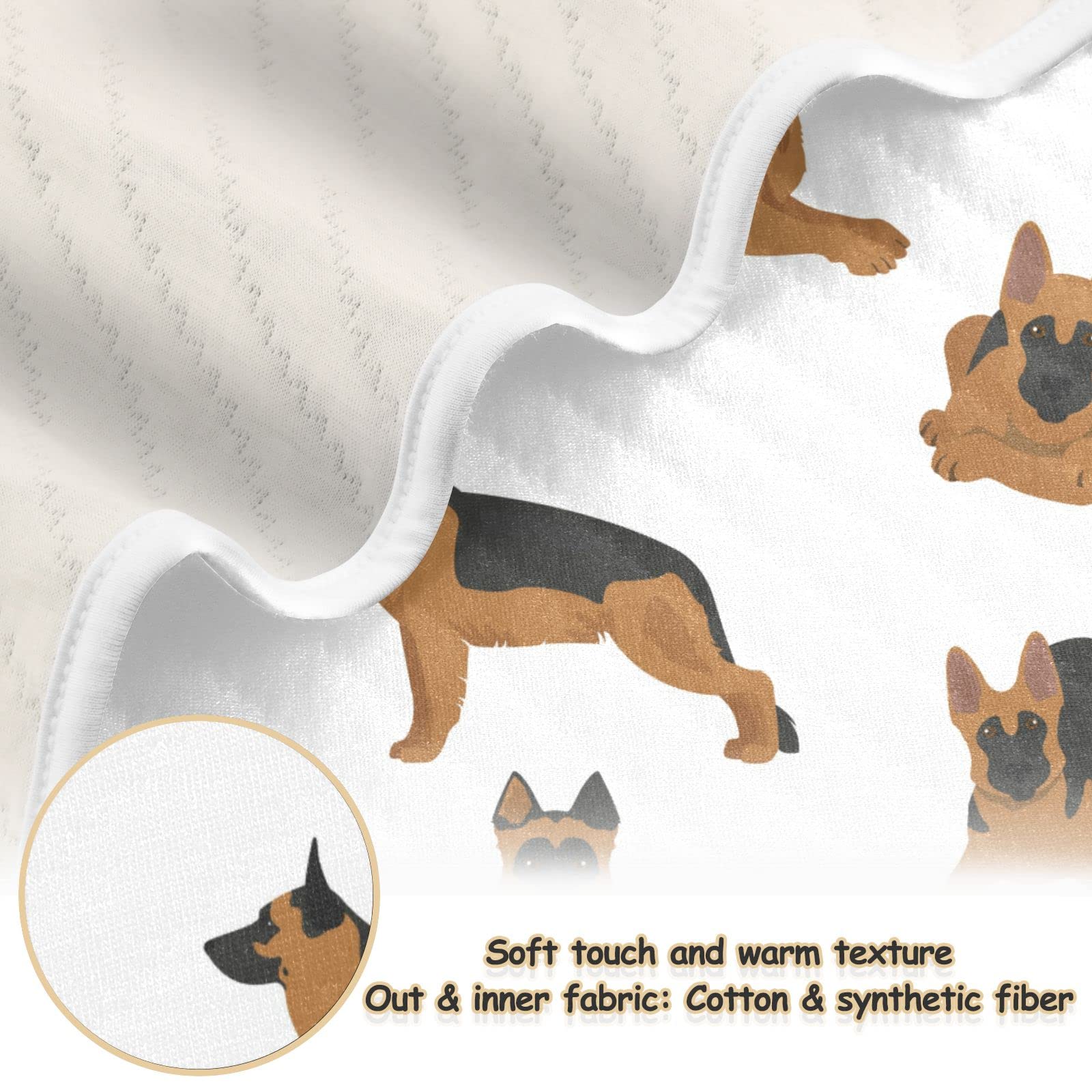 Swaddle Blanket German Shepherd Dogs Cotton Blanket for Infants, Receiving Blanket, Lightweight Soft Swaddling Blanket for Crib, Stroller, Nursery Blankets, 30x40 in