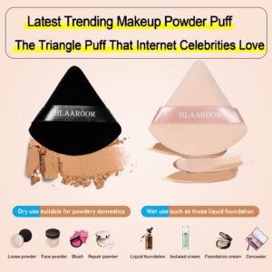 4+1 Pcs Velour Triangle Powder Puff and Kabuki Foundation Brush for Face Makeup Eyes Contouring Bod for Mixed Liquid Cream Flawless Loose Powder Cosmetic Foundation Makeup Tool Black & Nude