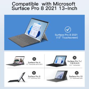 XIWMIX Microsoft Surface Pro 8 Case with Keyboard 2021, 7-Color Backlight Magnetic Detachable Wireless Bluetooth Keyboard with Slim Lightweight Protective Cover Case for Surface Pro 8 13" 2021 Tablet