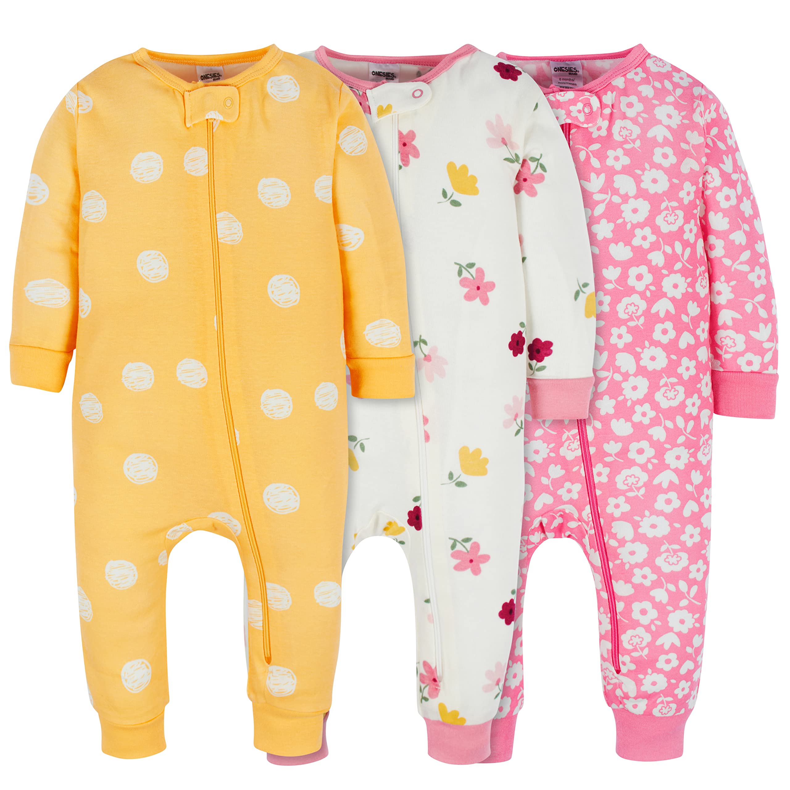 Onesies Brand Baby Girl's 3-Pack Snug Fit One-Piece Cotton Pajamas, Fox, 12 Months