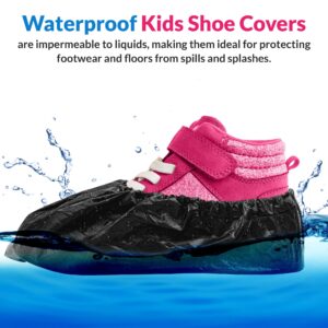 ABC Black Disposable Shoe Covers for Indoors, 6 x 12.5 inch. 100 Pack CPE Surgical Boot Covers Disposable. Shoe Booties Disposable with Elastic Band. Waterproof Disposable Foot Covers for Shoes