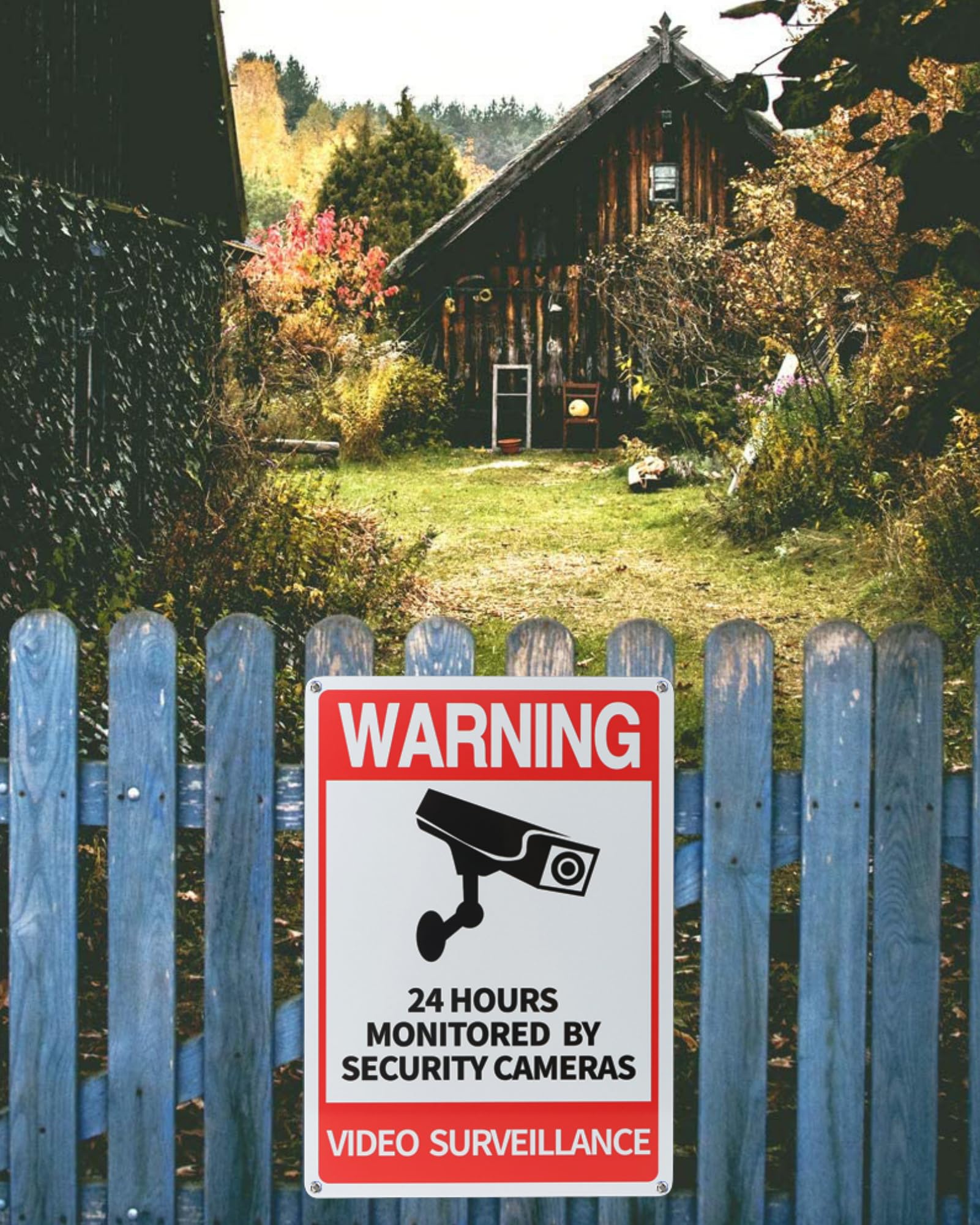 Thten 24 Hour Video Surveillance Sign, 14"×10" Security Camera Sign Warning for CCTV Recording System,Indoor Or Outdoor Use for Home Yard Business 2 Pack