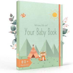 kwii&kwii - first-year baby memory book - woodland animals theme - 80 pages - keepsake album for boys and girls