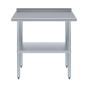 AmGood 18" X 36" Stainless Steel Work Table with 1.5" Backsplash | Metal Kitchen Food Prep Table | NSF