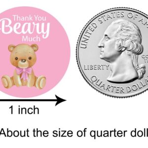 Thank You Small Stickers Teddy Bear Baby Shower Girl Favor Labels Set of 189 (1 Inch Round)