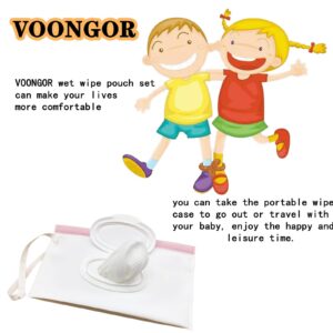 VOONGOR Portable Refillable Wet Wipe Pouch, Reusable Travel Wipes Holder & Case, Lightweight Flushable Diaper Wipes Container for Baby (4 Pack, Milk White)