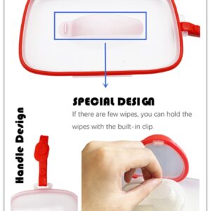 VOONGOR Baby Wipes Dispenser, Wipe Case with 2 Pcs Portable Travel Wipes Pouch, Refillable Diaper Wipes Holder Container with Lids and Sealing Design, Flushable Bathroom Storage Box