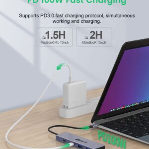 USB C Hub, 4 Port 10Gbps USB C to USB Adapter USB 3.1 Hub GEN2, USB C Splitter Thunderbolt 3 Compatible, PD100W Powered USB C Hub, USB-C Hub for Laptop, Mobile, Tablet, PC