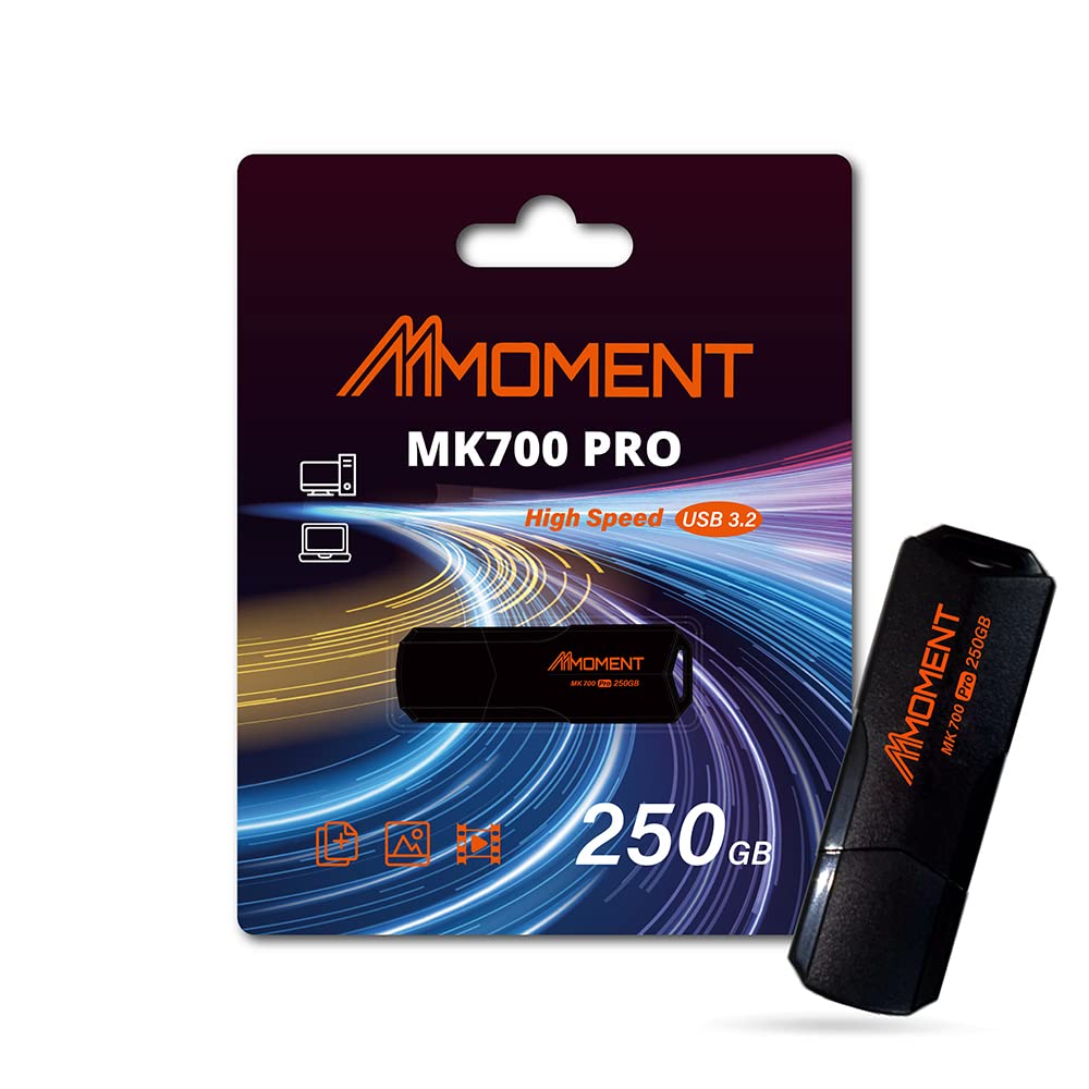 MMOMENT MK700 250GB USB 3.2 Gen2x1 Flash Drive, Read Speed up to 600MB/s, Write Speed up to 500MB/s, Thumb Drive