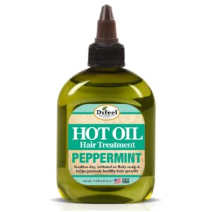 difeel peppermint hot oil treatment for dry, irritated or flaky scalp - 7.1 oz hair treatment