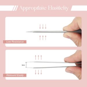 ALLOVE Eyelash Extension Tweezers for Lash Extensions Stainless Steel Lash Tweezers for Eyelash Extensions Isolation Volume Lash tweezers - Silver(Boot Lash Tweezers)