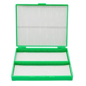 HHNIULI 4 PCS Microscope Slide Box, Holds 100 Slides Each One, Polypropylene Microscope Slide Holder 8.27" Length x 6.69" Width x 1.26" Height