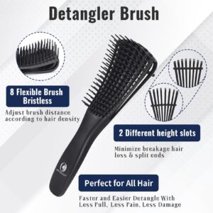 BRUSHZOO Hair Brush Set for Women, Men, and Kids - Detangling Brushes for Curly and Natural 3/4abc Hair, Wide Tooth Comb, Detangler Brush, and Hair Spray Bottle