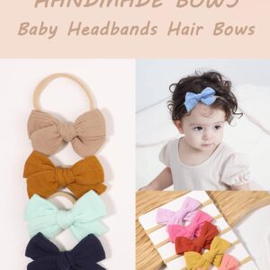 doboi 20PCS Baby Headbands Hair Bows Muslin Gauze Bows Elastic Nylon Hairbands Boutique Soft Hair Accessories for Girls Newborns Infants Toddlers and Kids