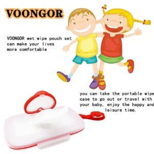 VOONGOR Baby Wipes Dispenser, Wipe Case with 2 Pcs Portable Travel Wipes Pouch, Refillable Diaper Wipes Holder Container with Lids and Sealing Design, Flushable Bathroom Storage Box