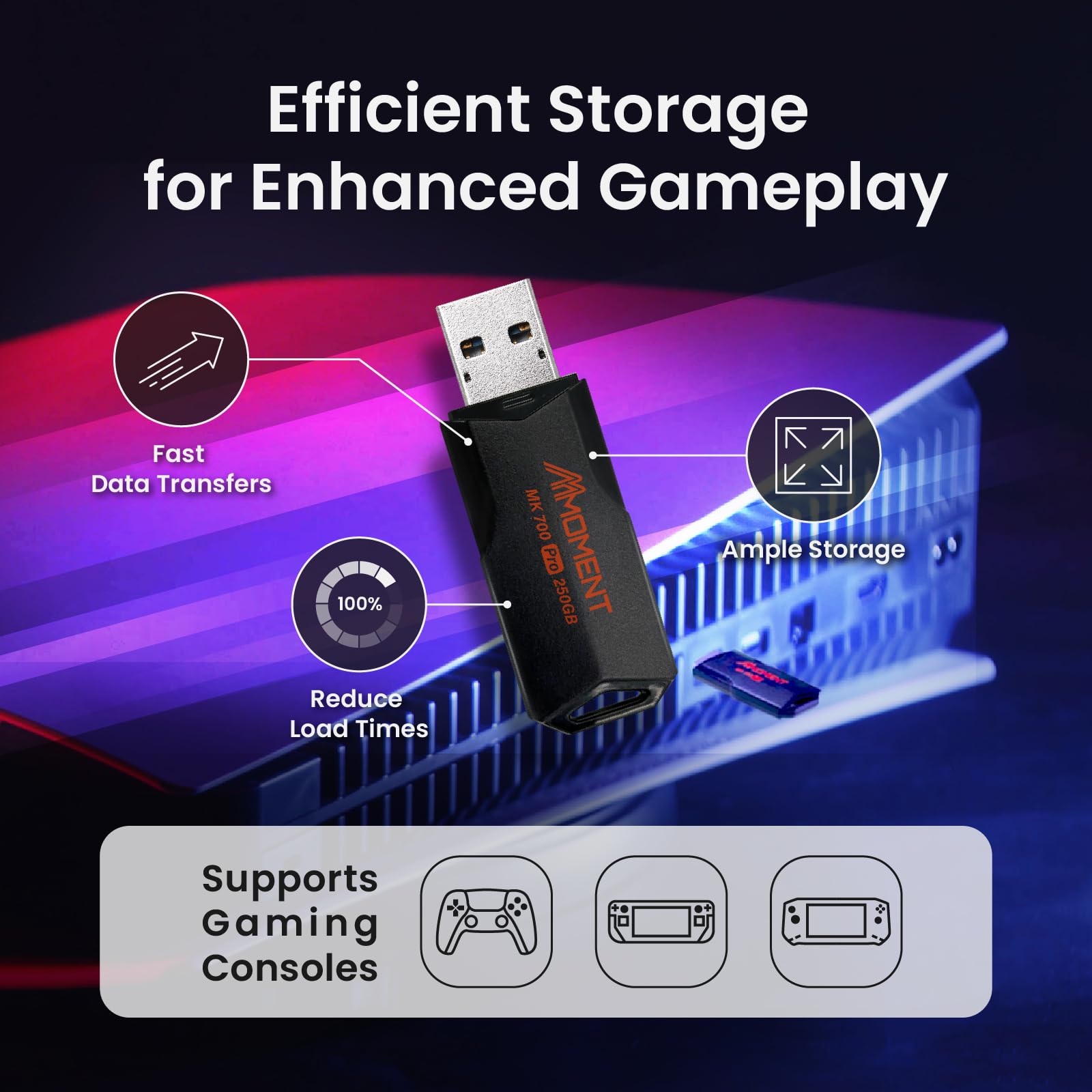 MMOMENT MK700 250GB USB 3.2 Gen2x1 Flash Drive, Read Speed up to 600MB/s, Write Speed up to 500MB/s, Thumb Drive