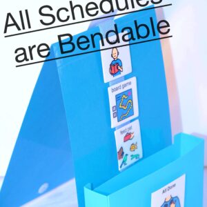 Kids Plastic or Laminated Visual Schedule Calendar Chart for Home, School, Centers, Photo Cards: Chores, Reinforcers, School, Behavior (One Strip Blue Schedule, Laminated/Cartoon 60 Home Cards)