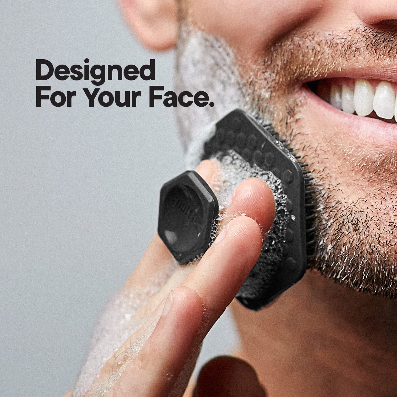 Tooletries - Men's Face Scrubber & Holder - Silicone Exfoliator Facial Cleansing Brush with Shower Storage Grip - Removes Dead & Dry Skin - Long Lasting Bathroom & Shower Accessories - Charcoal