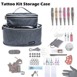 ELCUPA Tattoo Kit Organizer Case-Tattoo Ink Storage-Tattoo Supplies Carrying Bag Portable-Holds 30 Bottles-Tattoo Kits Bag, Grey, BAG ONLY, Patent Pending