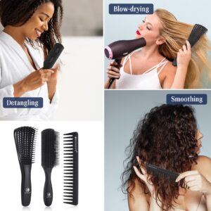 BRUSHZOO Hair Brush Set for Women, Men, and Kids - Detangling Brushes for Curly and Natural 3/4abc Hair, Wide Tooth Comb, Detangler Brush, and Hair Spray Bottle