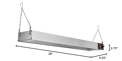 Kratos 28W-211 Commercial Strip Warmer, 36" Long, with Cord and NEMA 5-15P Plug, 120V, 850 Watts. Overhead Food Strip Warmer