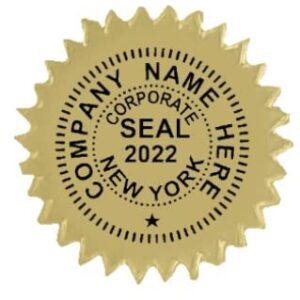 Corporate Seal Gold Foil Labels - Corp, LLC, and NFP Stickers (Customized with Your Business Information) (Corp)